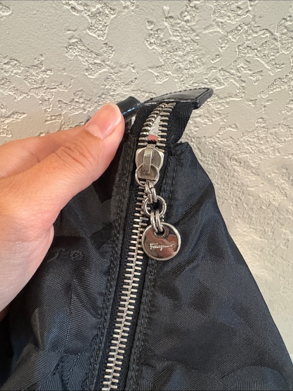 Salvatore Ferragamo Black Patterned Hobo Shoulder Bag - Picture 7 of 11